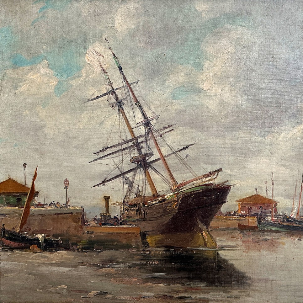 Василейос Хацис — Лодка на верфи, 1910 (холст, масло)