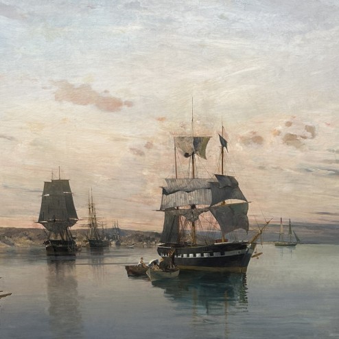 Константинос Воланакис — Корабль на якоре, 1880-1890 (холст, масло)