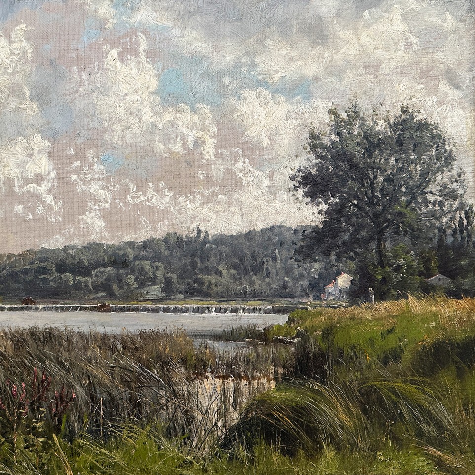 Периклис Пантазис — Пейзаж с притоком Сены, 1872 (холст, масло)
