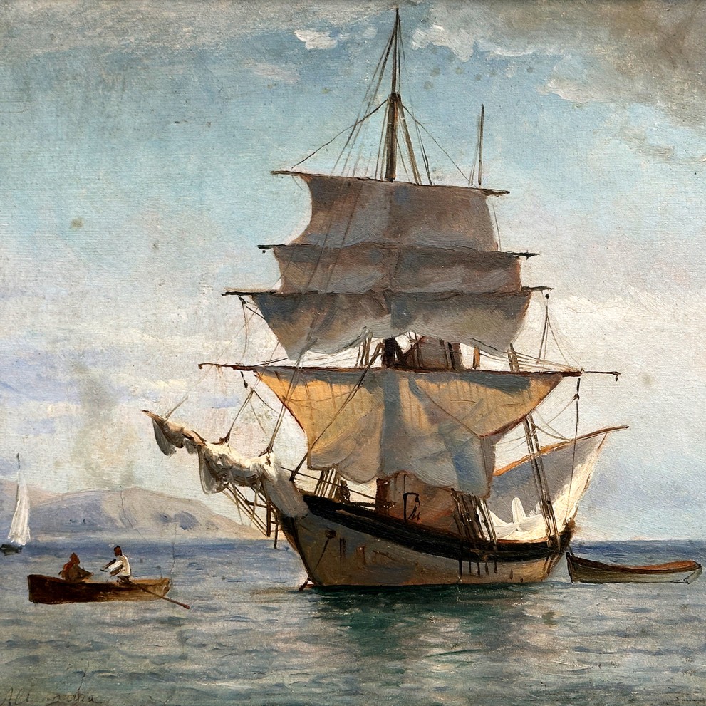 Янис Альтамоурас — Карабль На Спеце, 1877 (холст, масло)