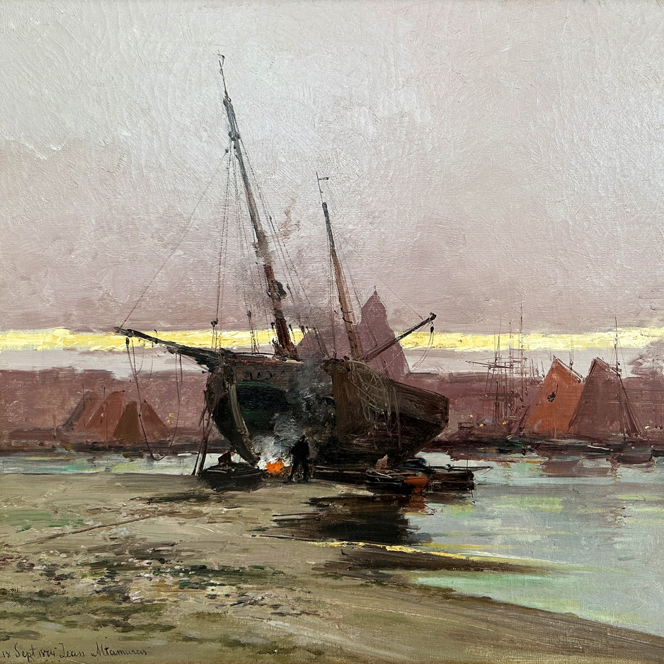 Янис Альтамоурас — Лодка на берегу, 1874 (холст, масло)