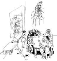 Нахум Гутман — В детском саду, 1950-е (тушь)