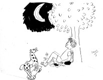 Нахум Гутман — Разговор лошади с деревом, 1959 (тушь)