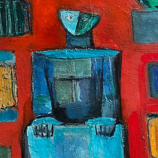 Нахум Гутман — Скульптура в лондонском музее, 1949 (холст, масло)