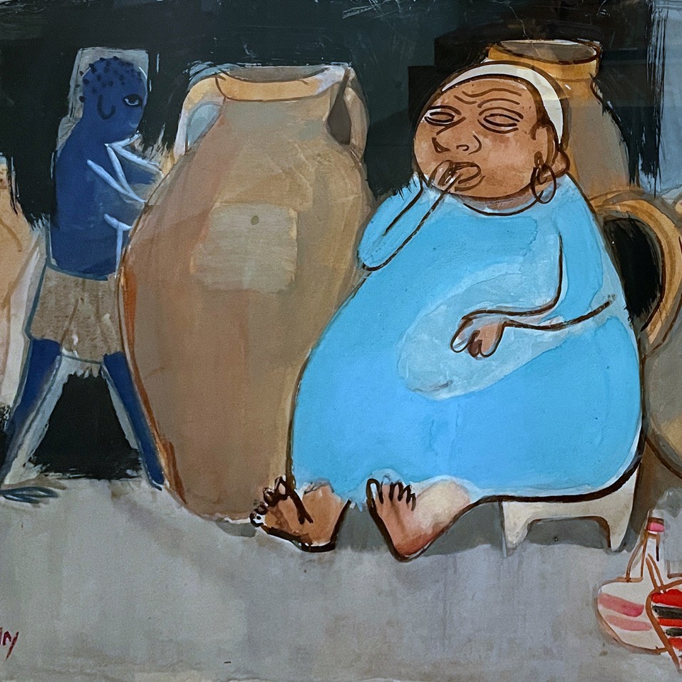 Нахум Гутман — Торговец горшками в Мехико, 1957 (акварель)