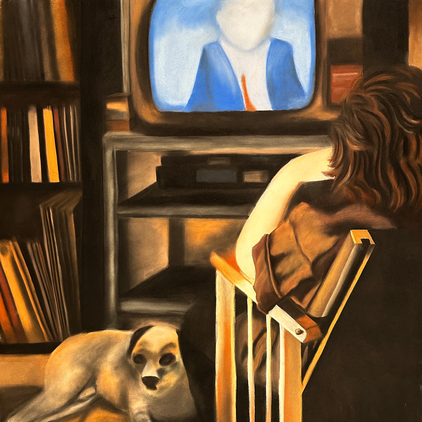 Хагит Штереншус — Анат смотрит новости, 1988 (пастель, бумага)