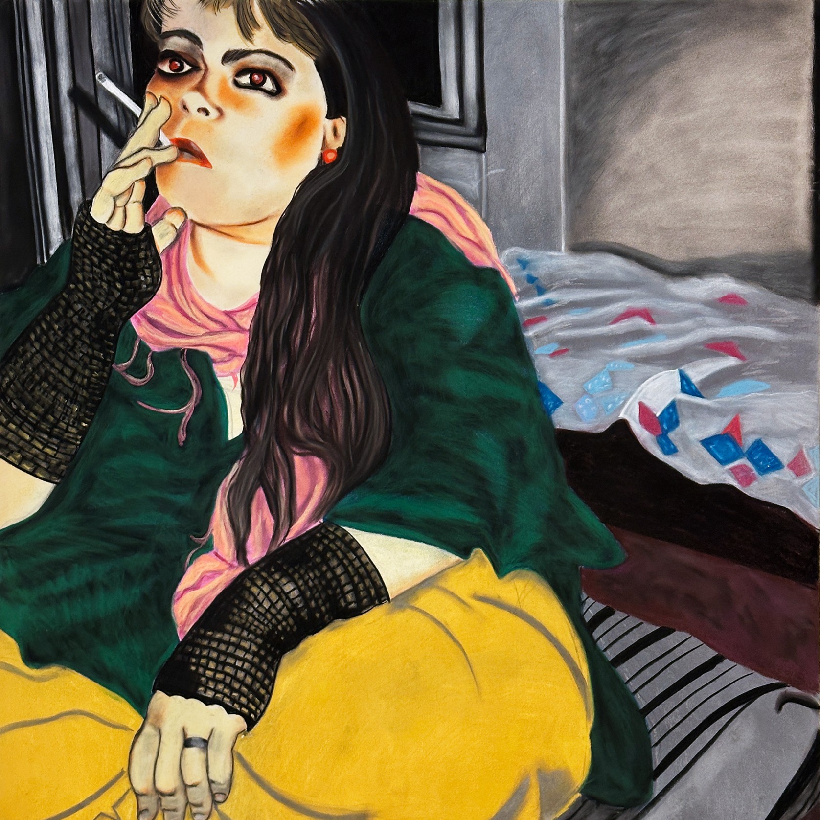 Хагит Штереншус — Това в жёлтом и зелёном, 1985 (пастель, бумага)