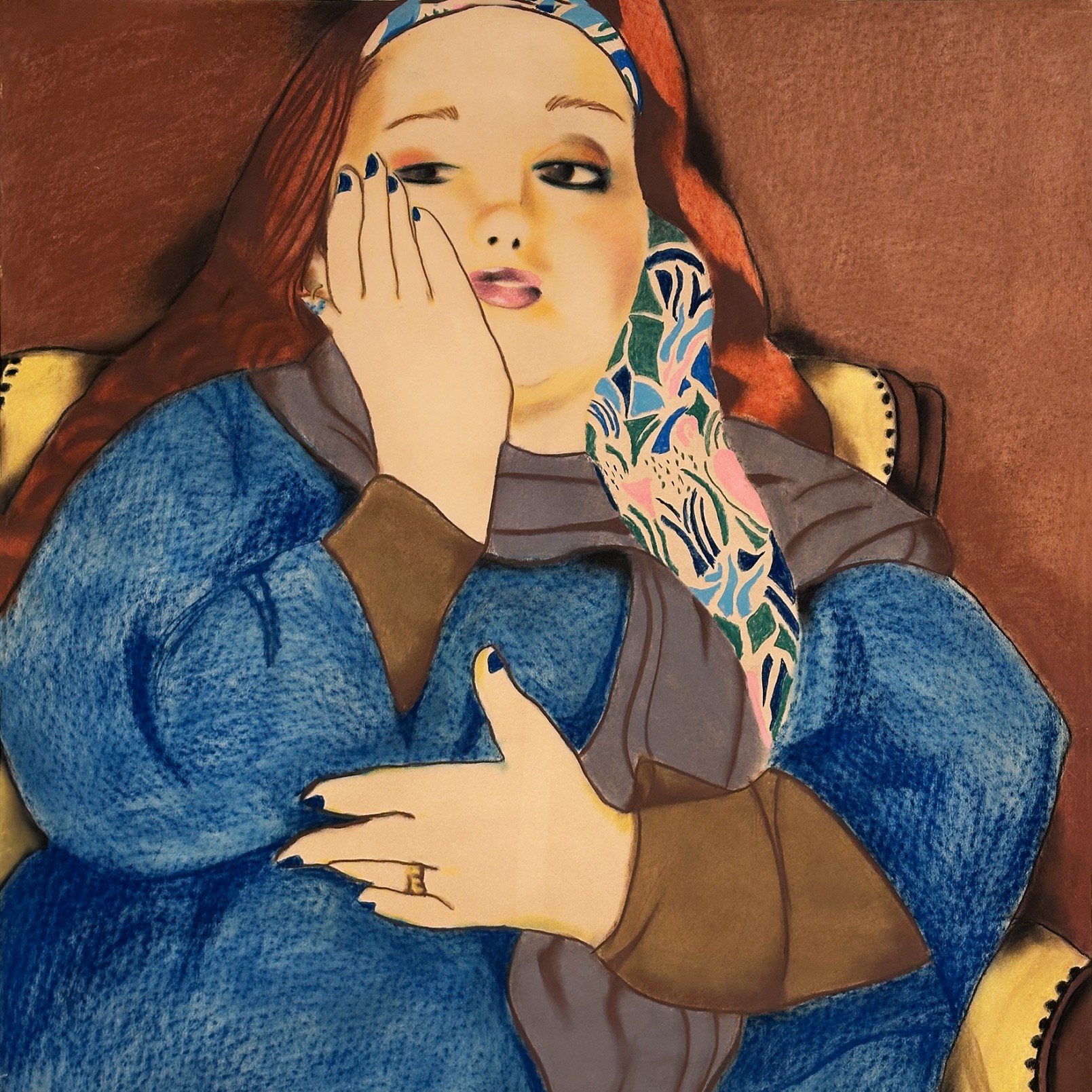 Хагит Штереншус — Това в синем, 1985 (пастель, бумага)