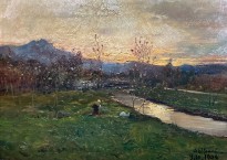 Лоренцо Деллеани — Золотая осень. Ноябрьский закат, 1904 (холст, масло)