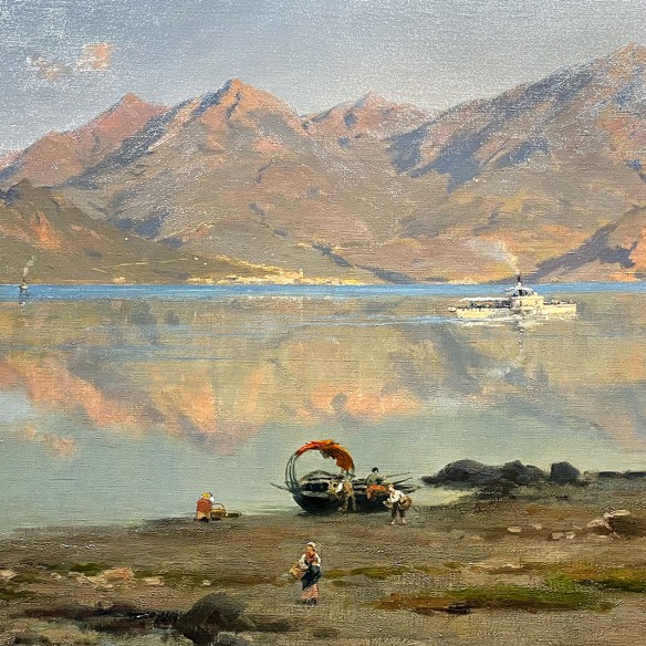 Сильвио Пома — Вид на озеро Лекко и мыс Белладжио, 1885-1890 (холст, масло), фрагмент