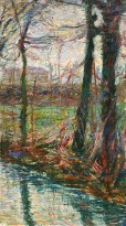 Умберто Боччони — Деревенская местность с деревьями и ручьем (Рио), 1908 (холст, мало)