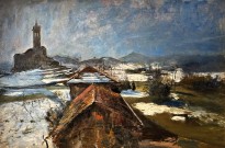 Эмилио Гола — Деревня в снегу, 1900 (холст, масло)