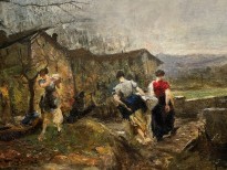 Эмилио Гола — У маленького моста в Мондонико, 1914 (холст, масло). фрагмент