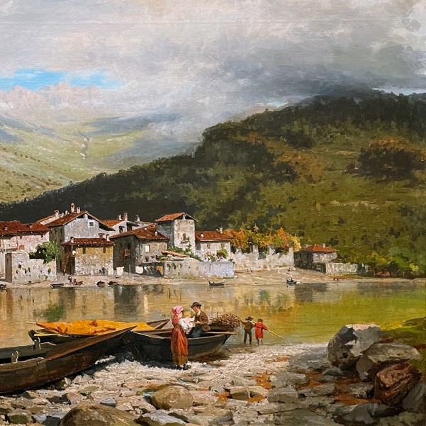 Эрколе Кальви — Вид на Пескаренико с другого берега Адда, 1875 (холст, масло)