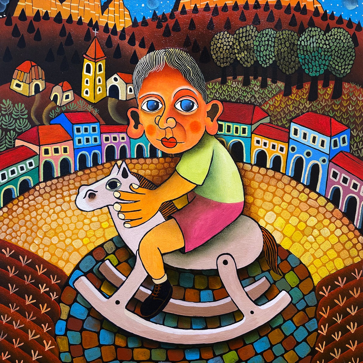 Гвидо Ведовато — Малыш на деревянной лошадке, 2011 (холст. масло)