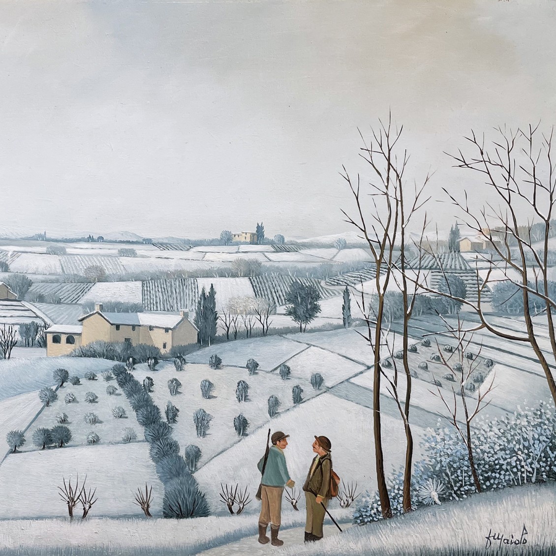 Франческо Майоло — Зимняя беседа, 1995 (холст, масло)