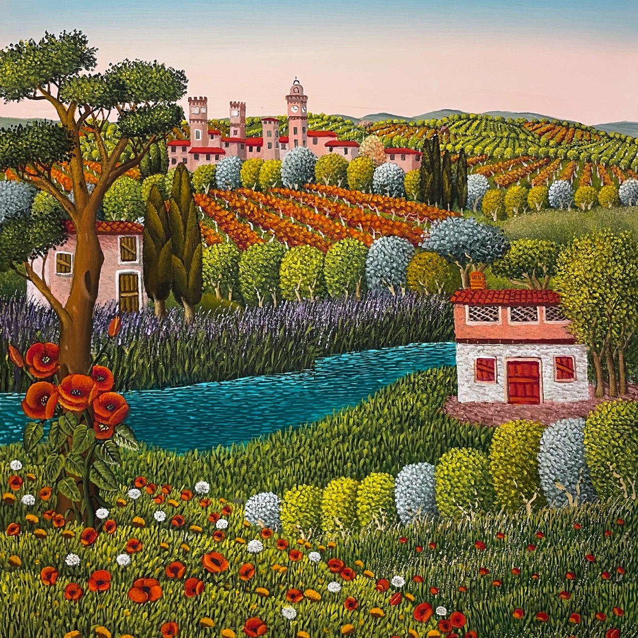 Чезаре Марчезини — Тосканские башни, 2023 (холст, масло, акрил)