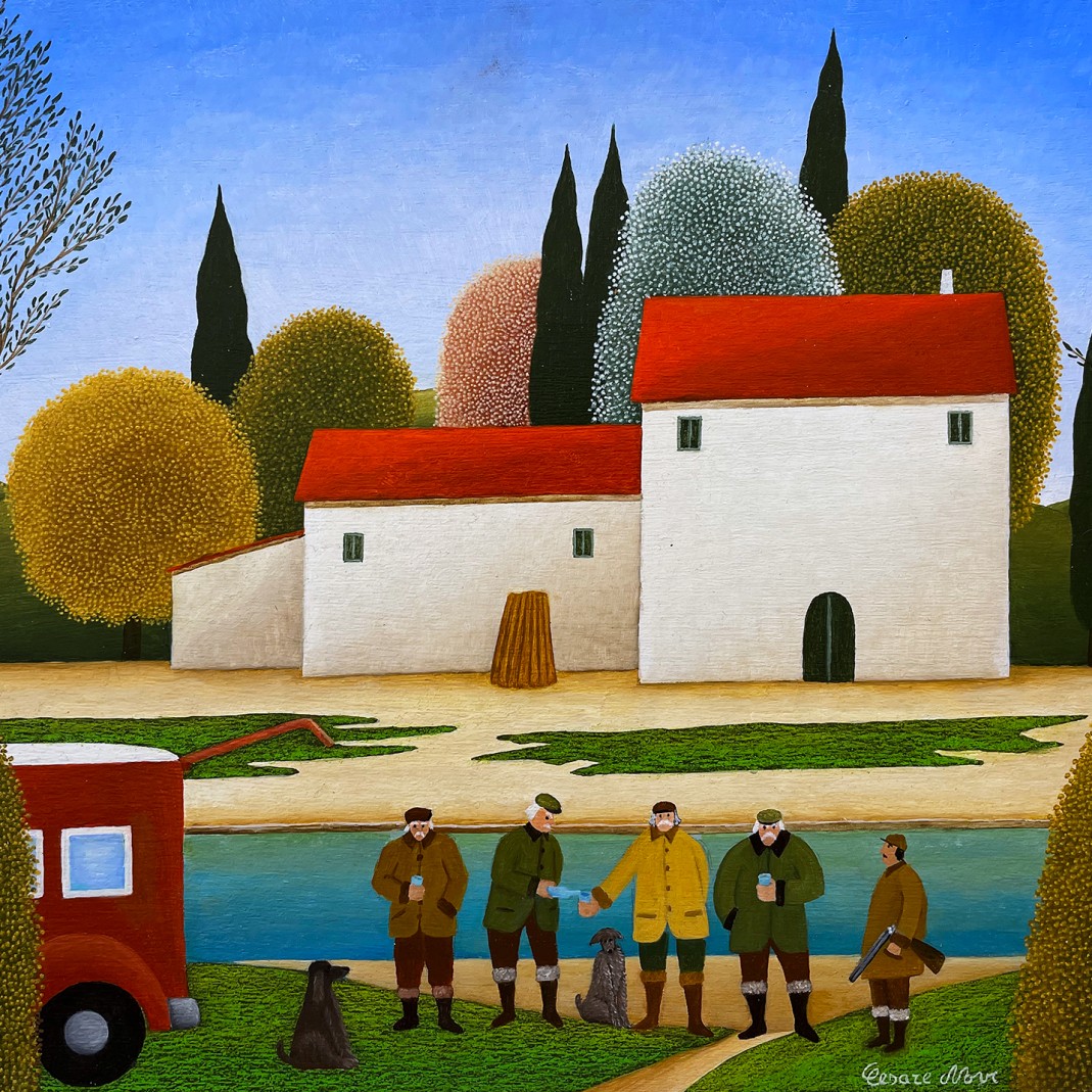 Чезаре Нови — Перед охотой, 2022 (доска, масло)