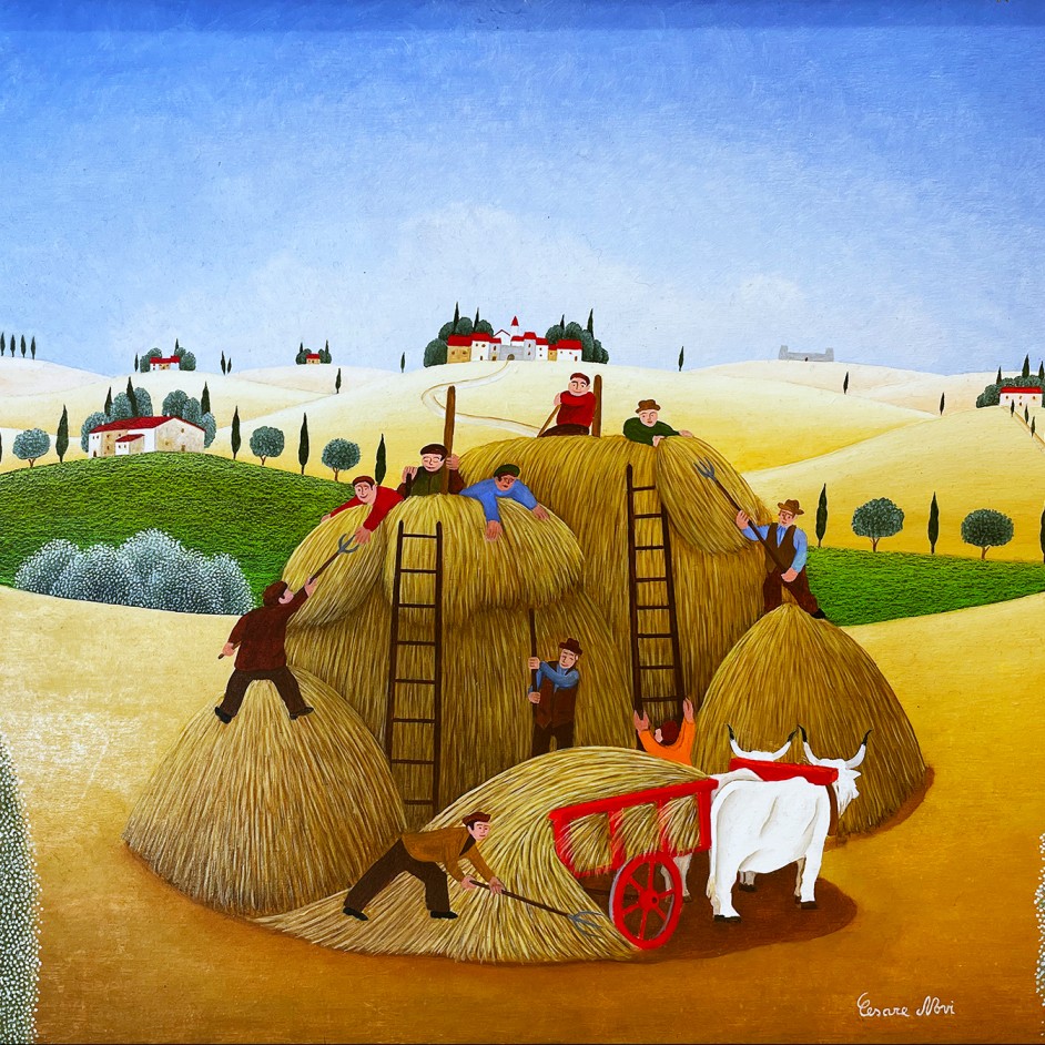 Чезаре Нови — Стогование, 2020 (доска, масло)