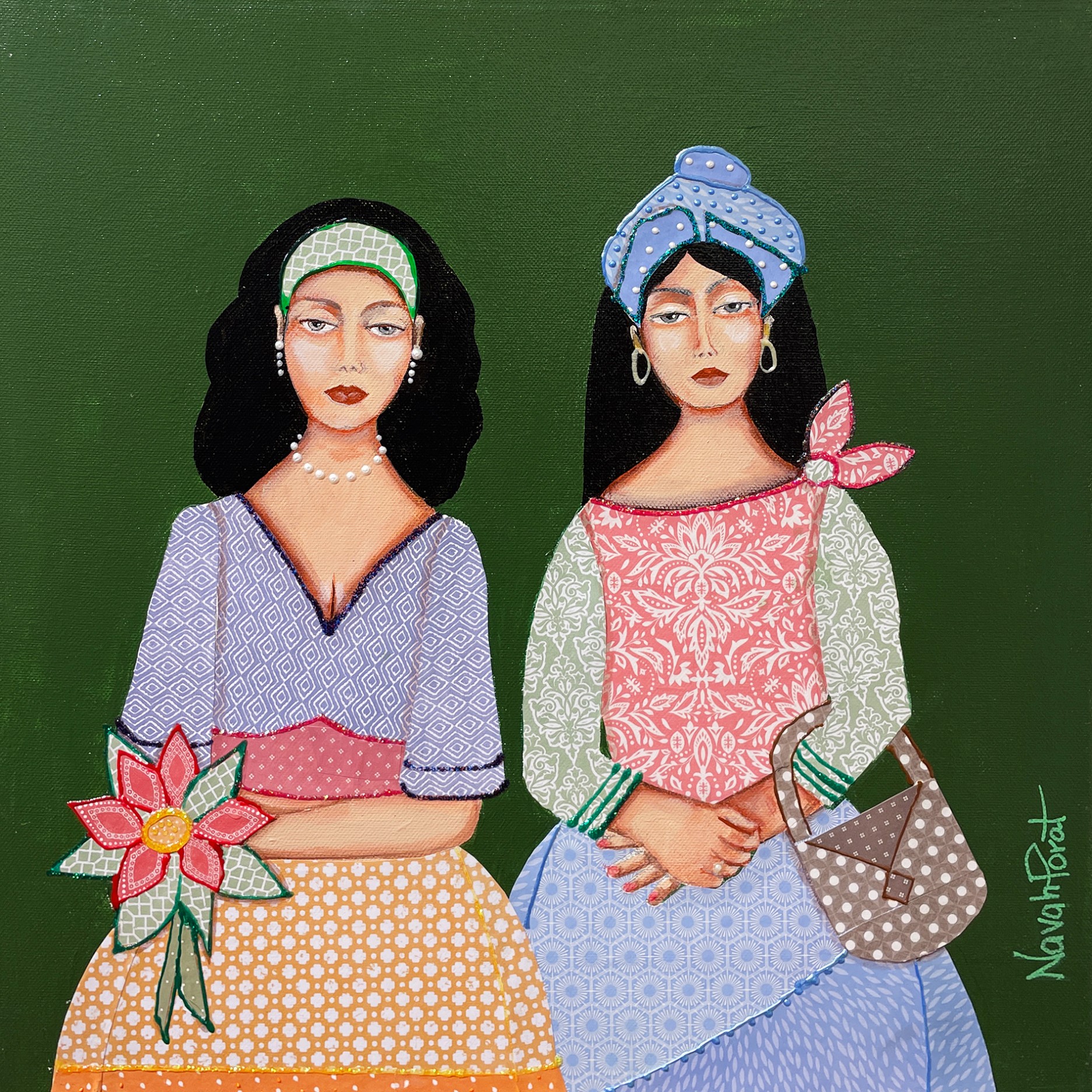 Нава Порат — Две женщины по дороге на рынок, 2020 (холст, акрил)