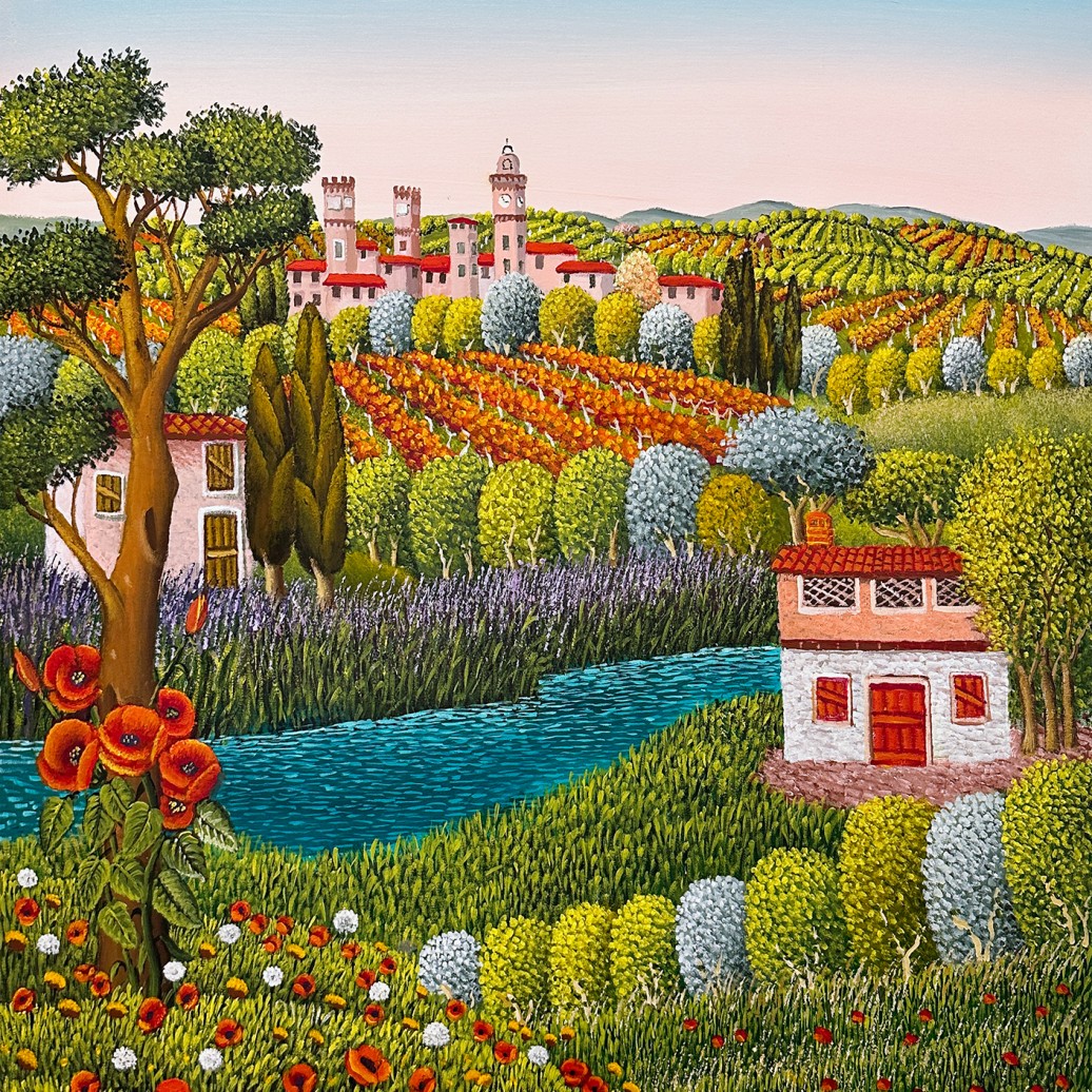 Чезаре Марчезини — Тосканские башни, 2023 (холст, масло, акрил)