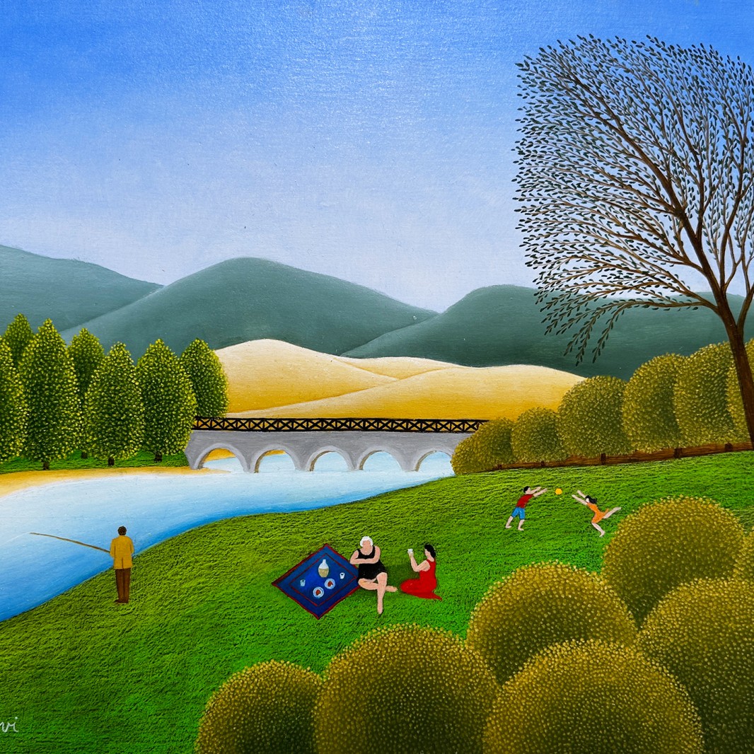 Чезаре Нови — Семейство на пикнике, 2022 (доска, масло)