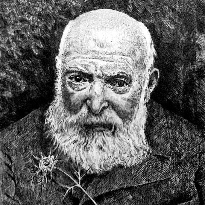 Ганс Тома — Автопортрет с цветком, 1909 (сухая игла)