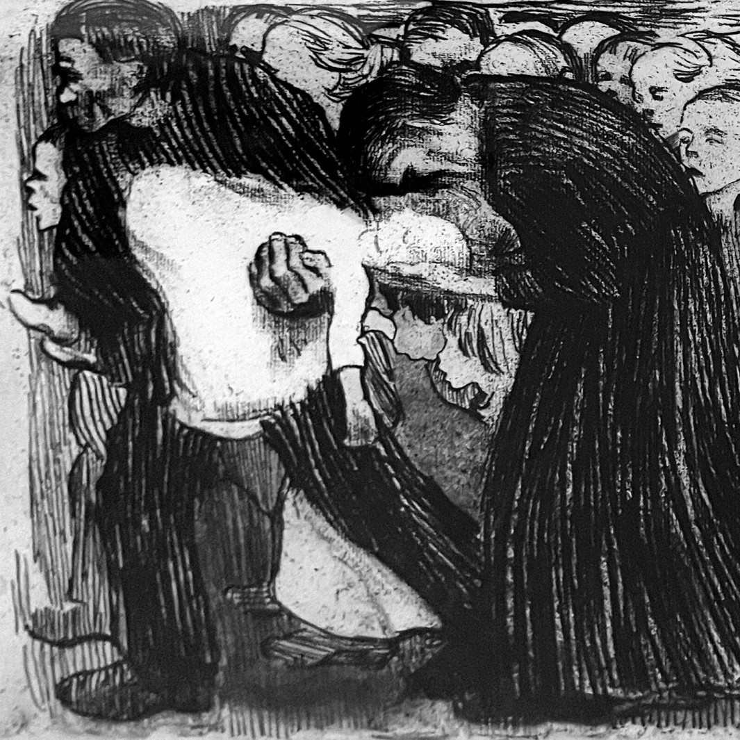 Кёте Кольвиц — Бегство, 1910 (офорт)