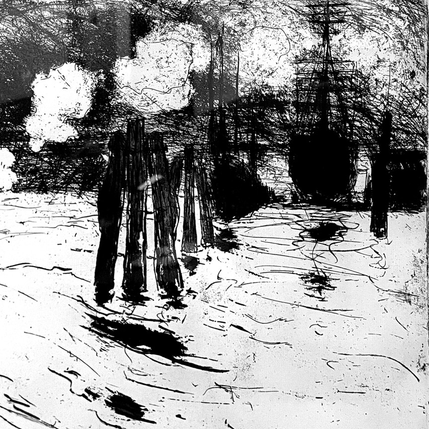 Эмиль Нольде — Гамбург, корабль в доке, 1910 (офорт)