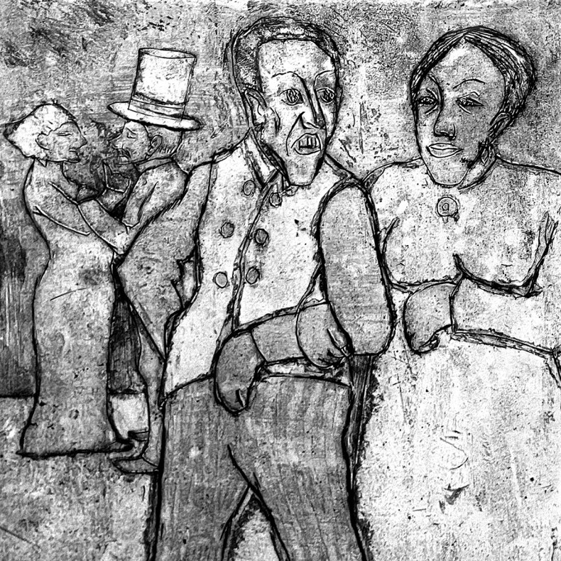 Эмиль Нольде — Таверна в Париже, 1911 (акварель, сухая игла)