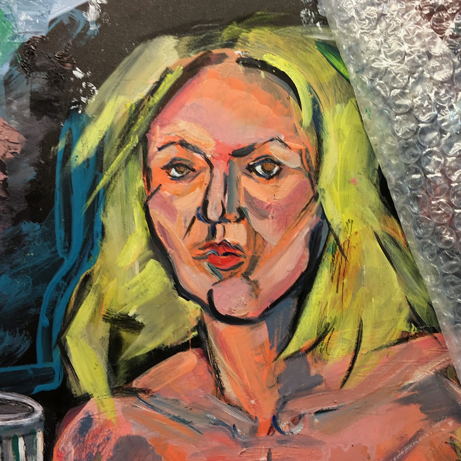 Ксения Бурланкова — Бодипозитив, фрагмент (оргалит, масло, полиэтилен)