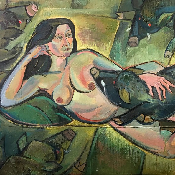 Ксения Бурланкова — Голая Ш.В.А. Женя (картон, масло)