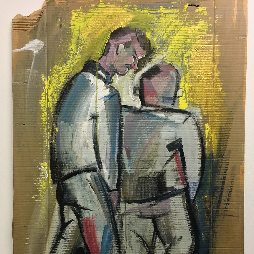 Ксения Бурланкова — Жёлтая стена (картон, акрил)