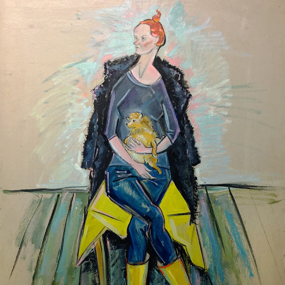 Ксения Бурланкова — О.Белинская с Кобой (картон, масло)