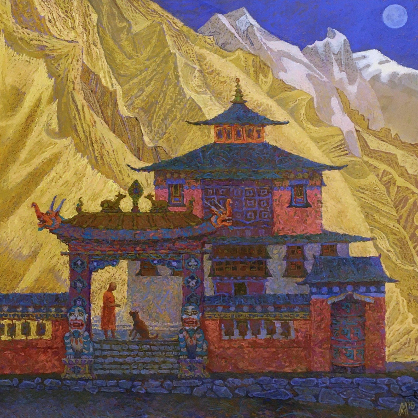 Масленникова Мария — Рассвет над Тенбоче (бумага, пастель), 2019