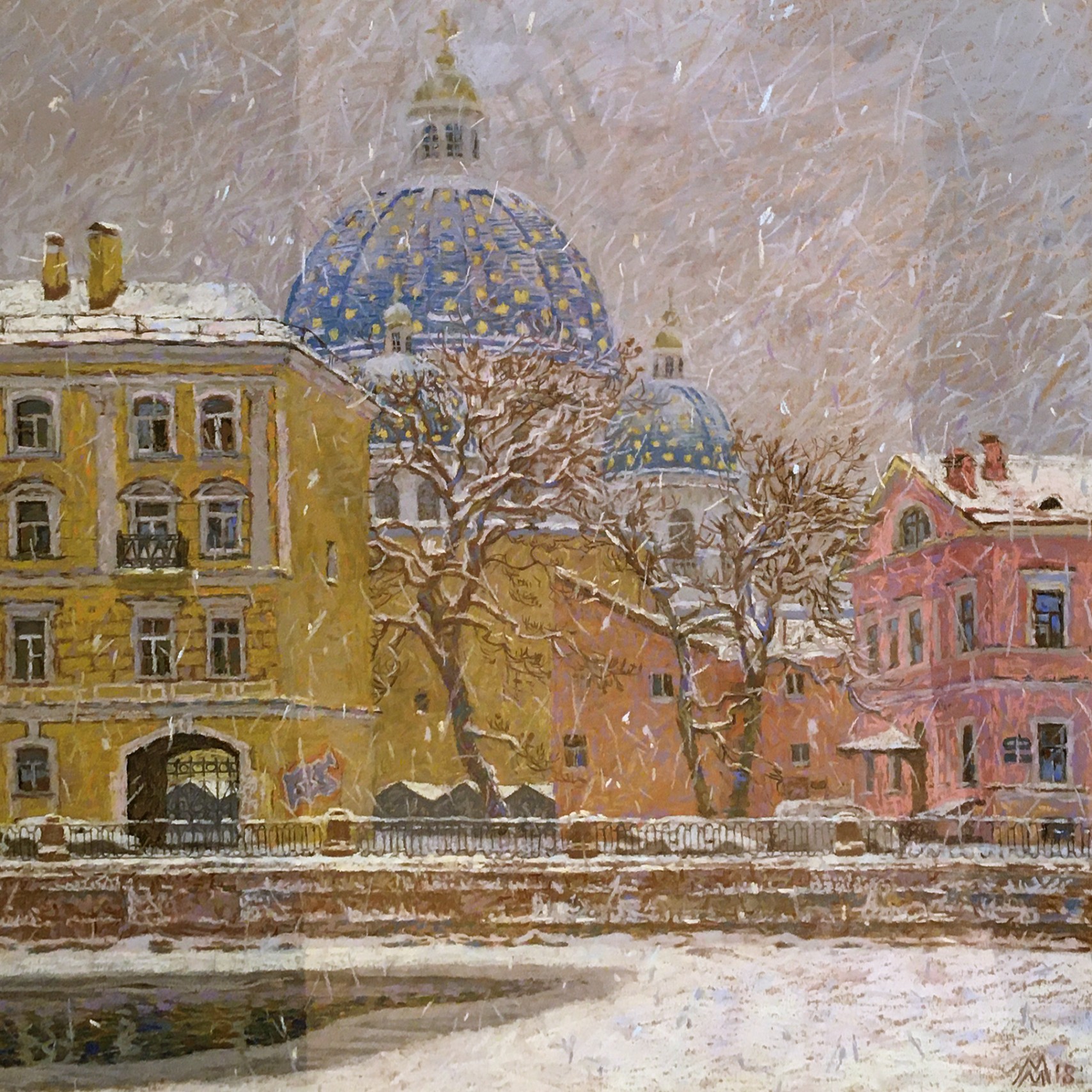 Масленникова Мария — Фонтанка, дворы (бумага, пастель), 2018