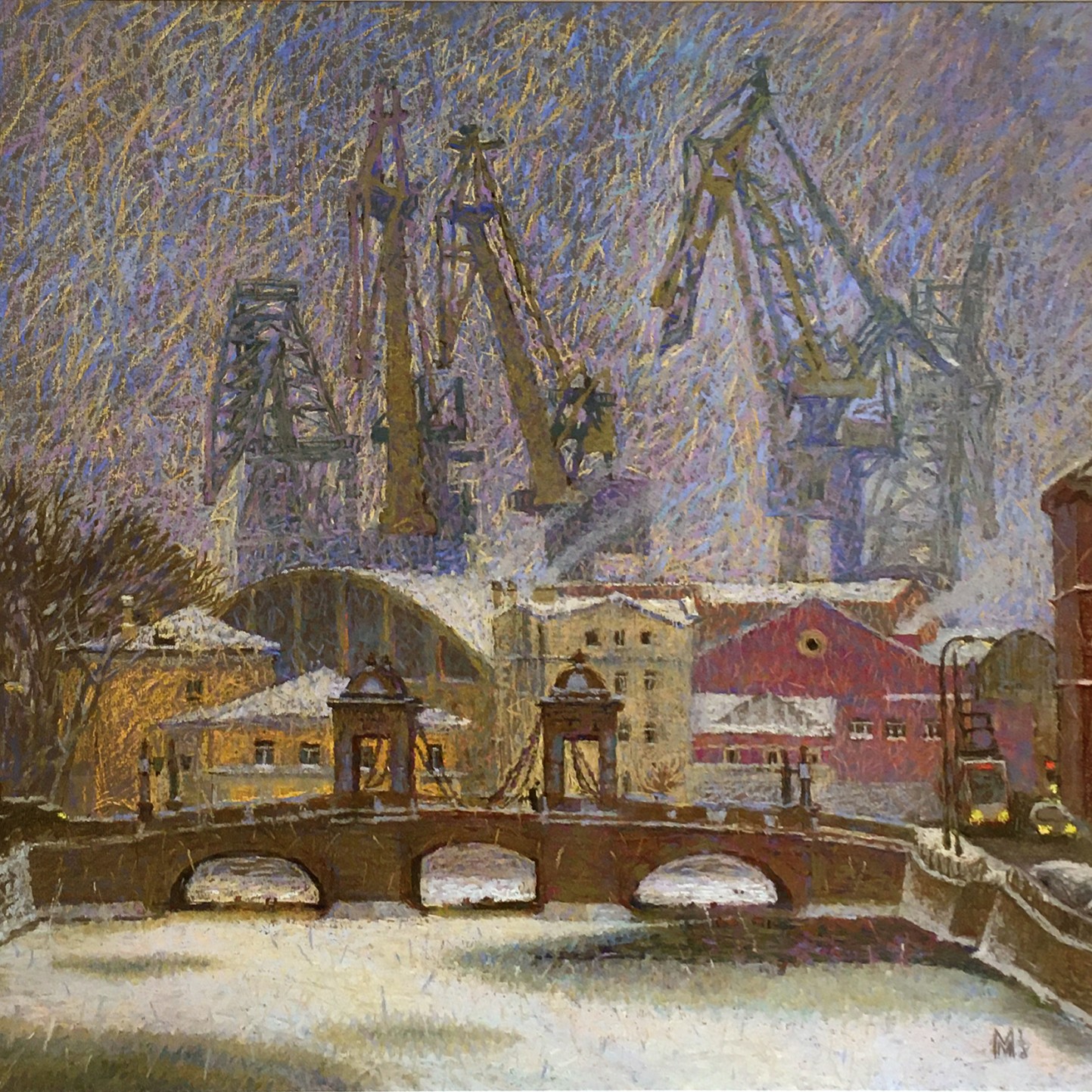 Масленникова Мария — Фонтанка, край города (бумага, пастель), 2018