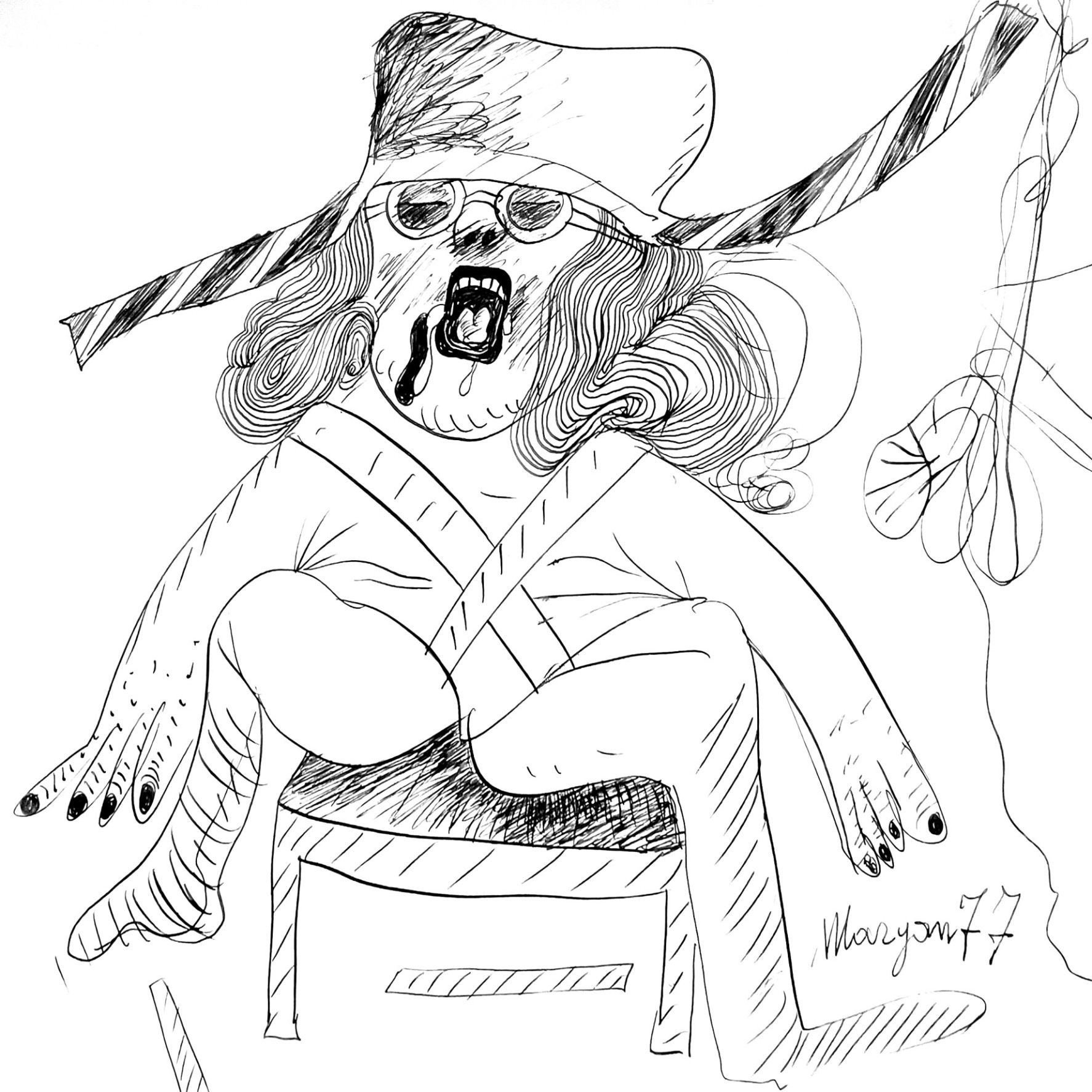 Пинхас Бурштын (Марьян) — Без названия, 1977 (чернила, писчая бумага)