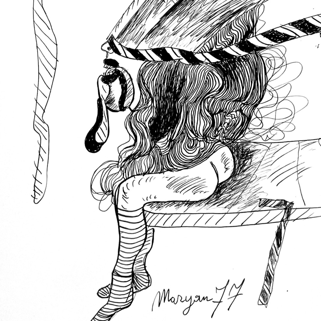 Пинхас Бурштын (Марьян) — Без названия, 1977 (чернила, писчая бумага)