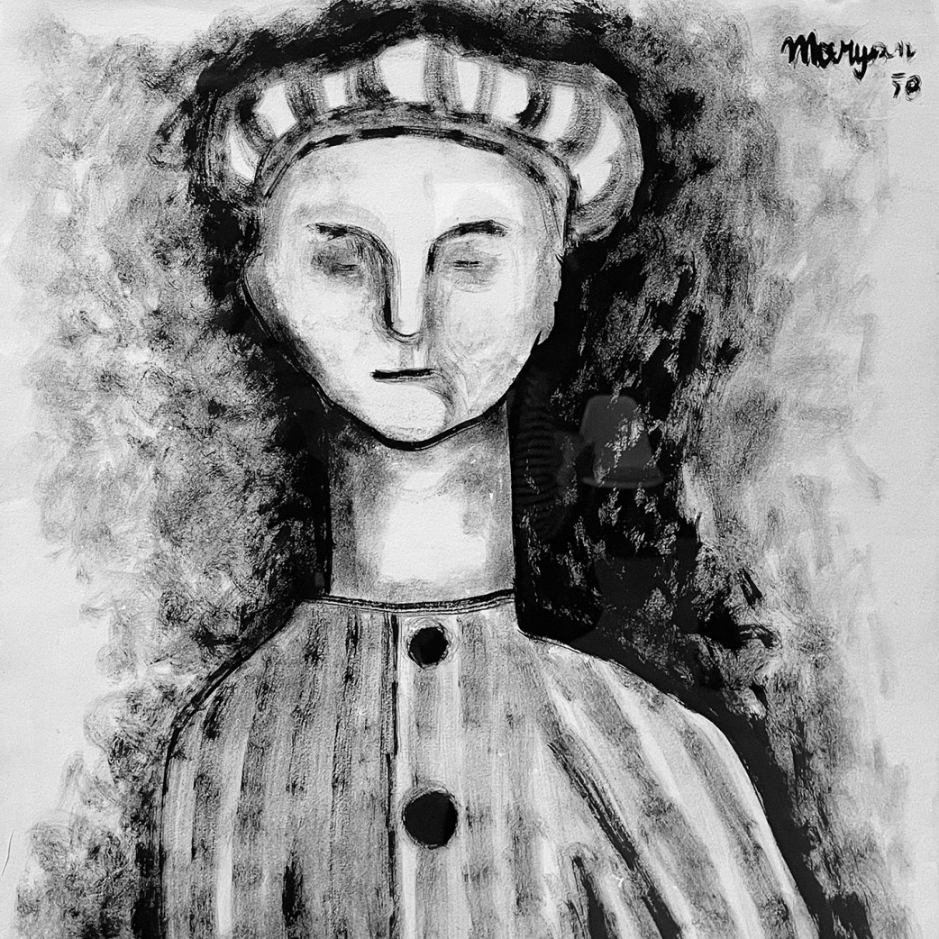 Пинхас Бурштын (Марьян) — Заключенный Аушвица, 1950 (индийские чернила, бумага)