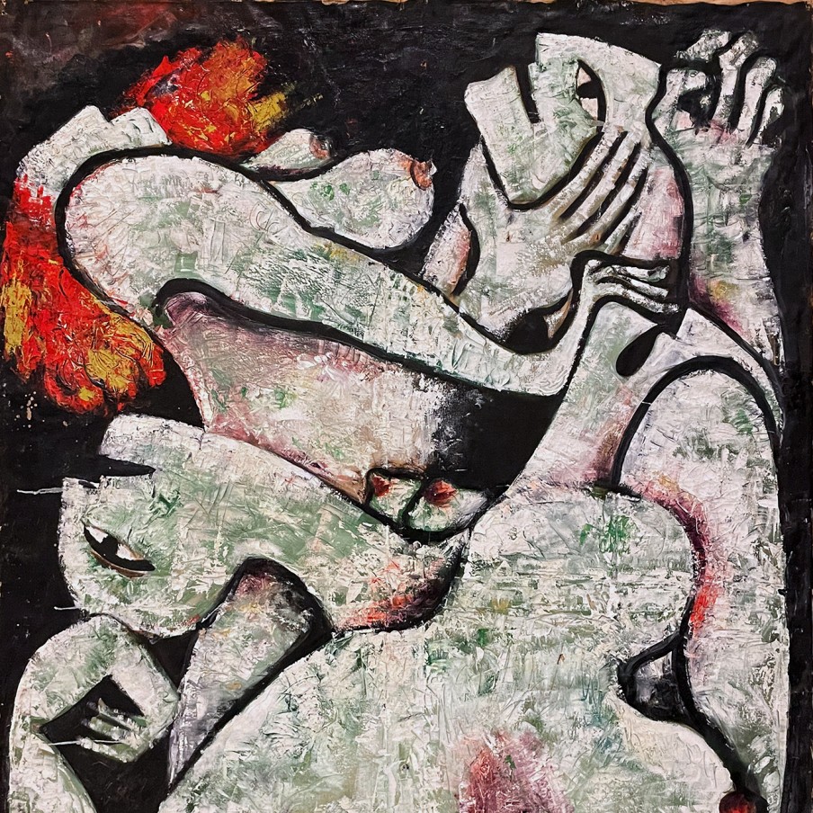 Пинхас-Бурштын-Марьян-—-Крематорий-в-Аушвице-1949-холст-масло