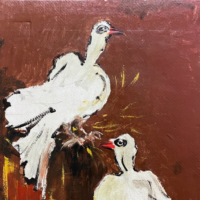 Пинхас Бурштын (Марьян) — Раненые голуби, 1949 (масло по картону)