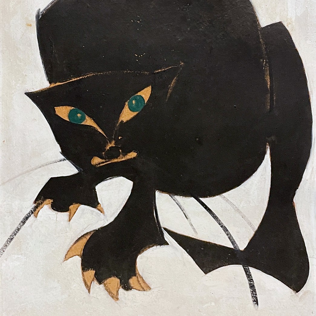 Пинхас Бурштын (Марьян) — Черная кошка, 1949 (масло по картону)