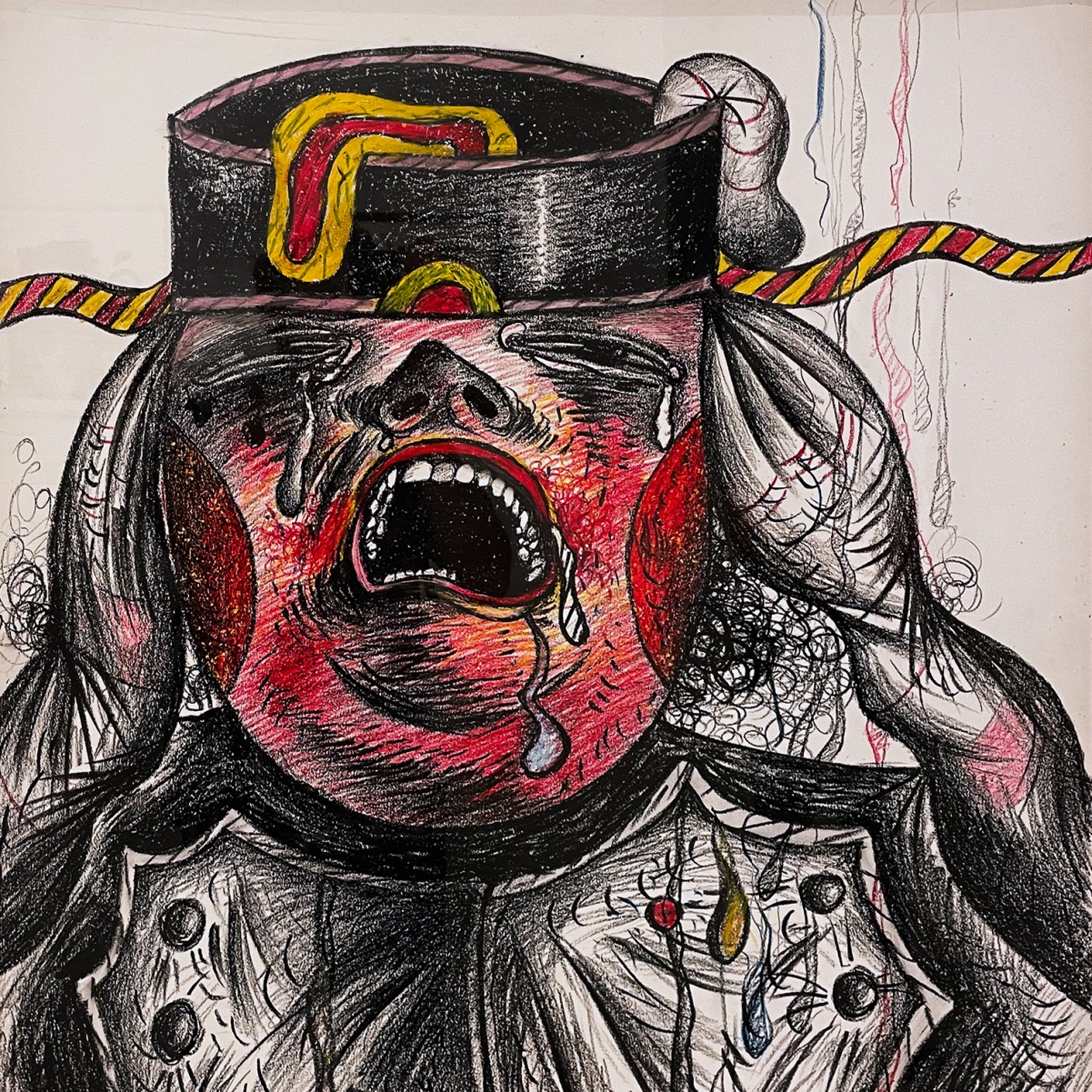 Пинхас Бурштын (Марьян) — Персонаж (Наполеон), 1973 (цветной восковой карандаш на тканой доске музея)