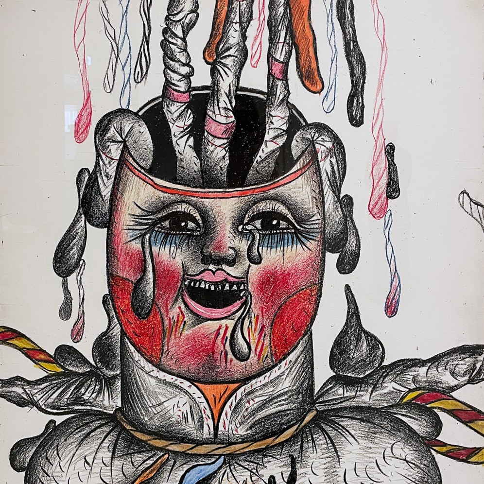 Пинхас Бурштын (Марьян) — Персонаж (Наполеон), 1974 (цветной восковой карандаш на тканой доске музея)