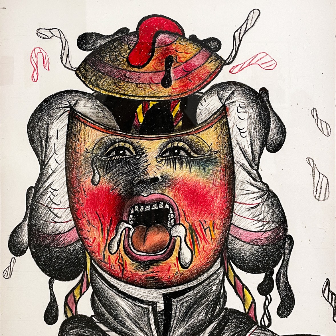 Пинхас Бурштын (Марьян) — Персонаж (Наполеон), 1974 (цветной восковой карандаш на тканой доске музея)