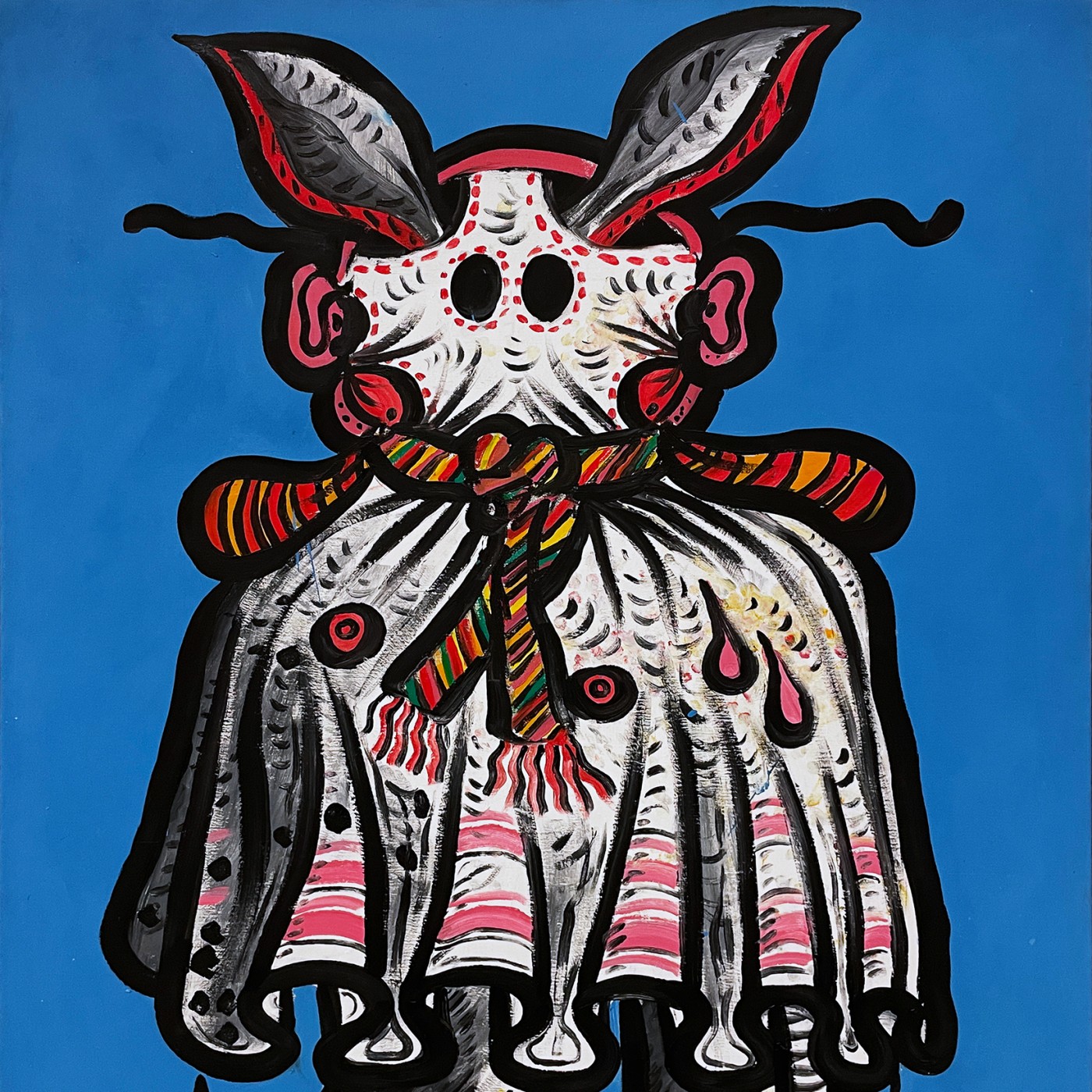 Пинхас Бурштын (Марьян) — Персонаж с капюшоном и ослиными ушами, 1971 (холст, масло)