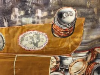 Надежда Эверлинг — Воспоминания о будущем. Фрагмент (ткань, вырезки из журналов, стекло, язычки от жестяных банок), 2009