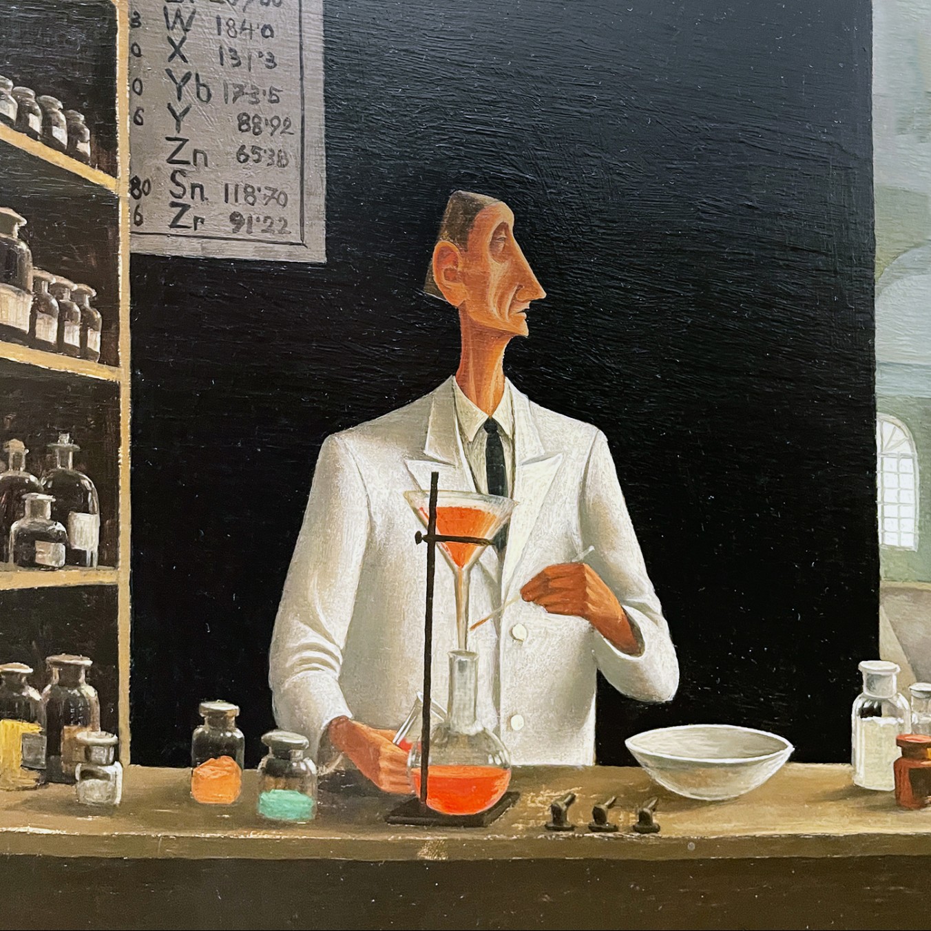 Франц Седлачек — Химик, 1928 (дерево, масло), фрагмент. Музей Леопольда