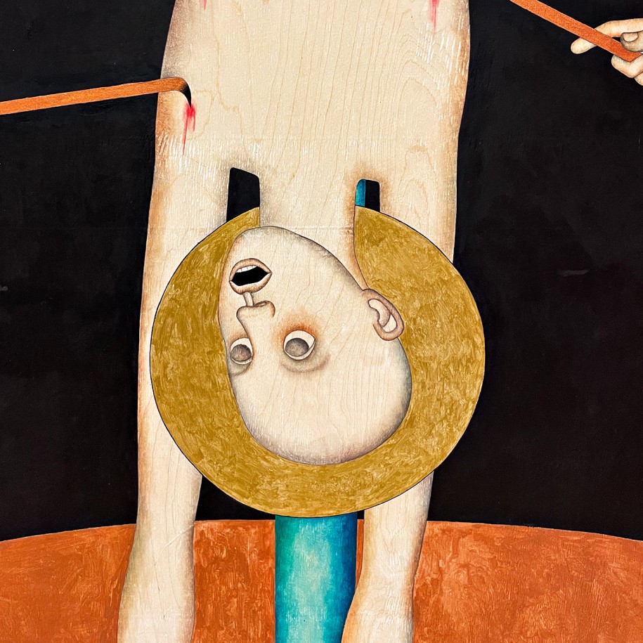 Никита Кульнев — Святой Кодрат Коринфский, фрагмент, 2017 (фанера, акрил)